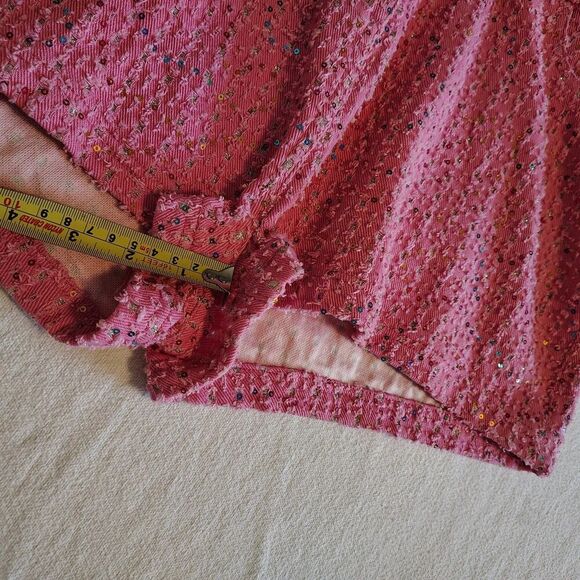 Pink Concert Utility Romper Jumpsuit Barbiecore Festival Sequins Swiftie Small - Picture 6 of 9